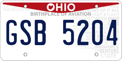 OH license plate GSB5204