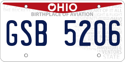 OH license plate GSB5206