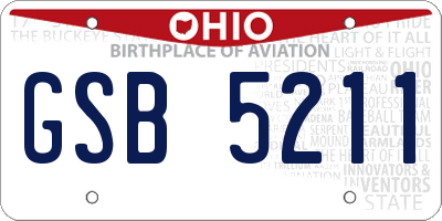 OH license plate GSB5211