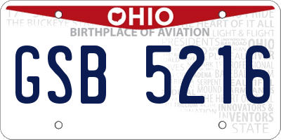 OH license plate GSB5216