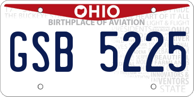 OH license plate GSB5225