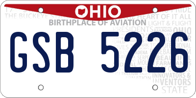 OH license plate GSB5226