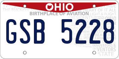 OH license plate GSB5228