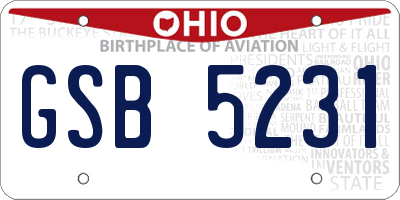 OH license plate GSB5231