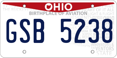 OH license plate GSB5238