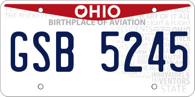 OH license plate GSB5245