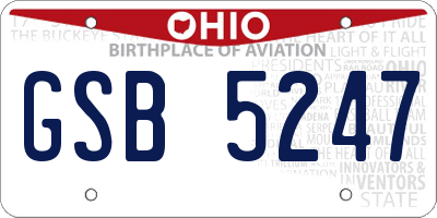 OH license plate GSB5247