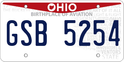 OH license plate GSB5254