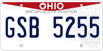 OH license plate GSB5255