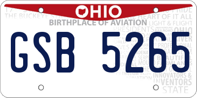 OH license plate GSB5265