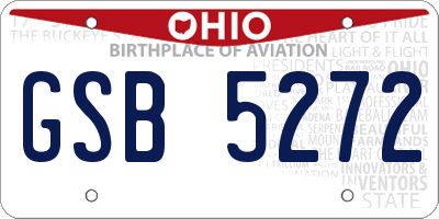 OH license plate GSB5272