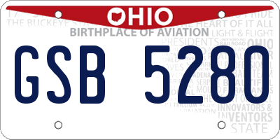 OH license plate GSB5280