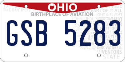 OH license plate GSB5283