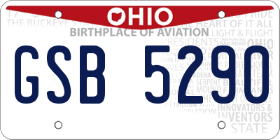 OH license plate GSB5290