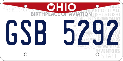 OH license plate GSB5292