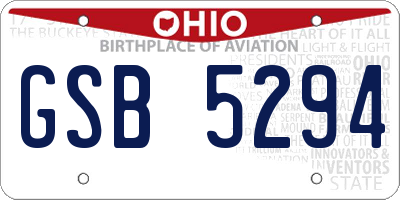 OH license plate GSB5294
