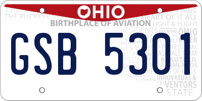 OH license plate GSB5301