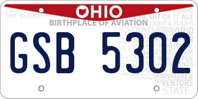 OH license plate GSB5302