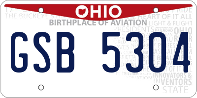 OH license plate GSB5304