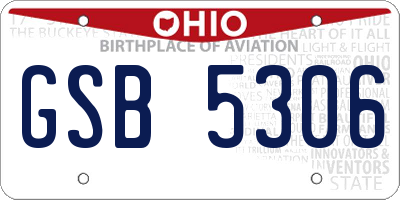 OH license plate GSB5306