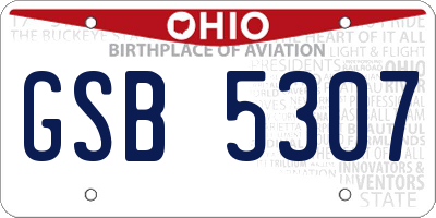 OH license plate GSB5307