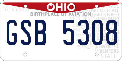 OH license plate GSB5308