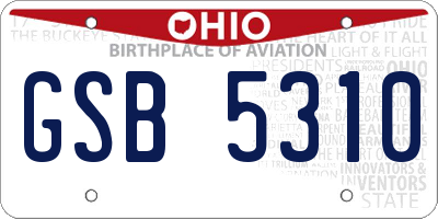 OH license plate GSB5310