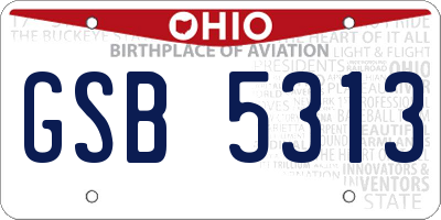 OH license plate GSB5313