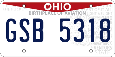 OH license plate GSB5318