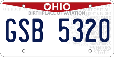 OH license plate GSB5320