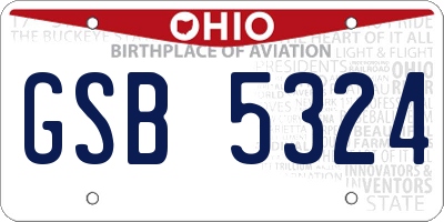 OH license plate GSB5324