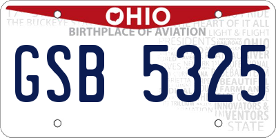 OH license plate GSB5325
