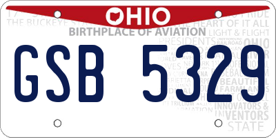 OH license plate GSB5329