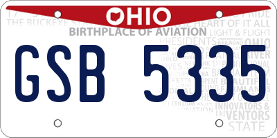 OH license plate GSB5335
