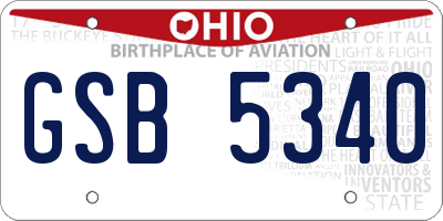 OH license plate GSB5340