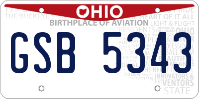 OH license plate GSB5343