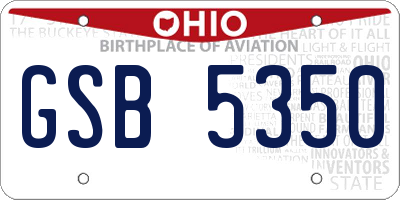 OH license plate GSB5350