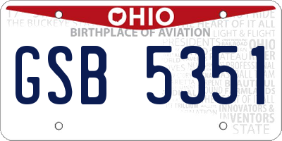 OH license plate GSB5351
