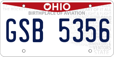 OH license plate GSB5356