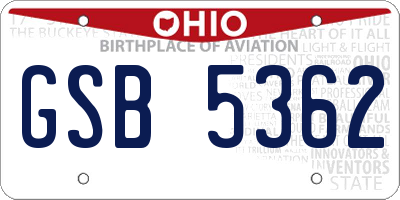 OH license plate GSB5362