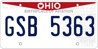 OH license plate GSB5363