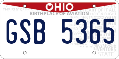 OH license plate GSB5365