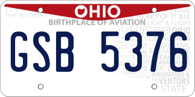 OH license plate GSB5376