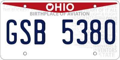 OH license plate GSB5380