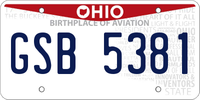 OH license plate GSB5381