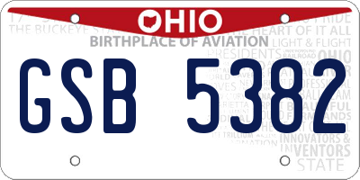 OH license plate GSB5382