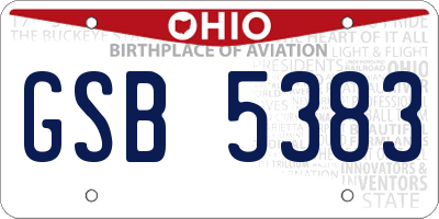 OH license plate GSB5383