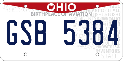 OH license plate GSB5384