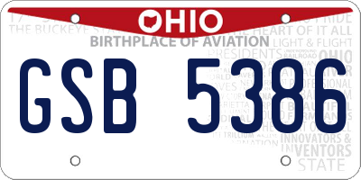 OH license plate GSB5386