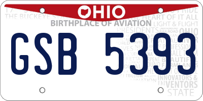 OH license plate GSB5393